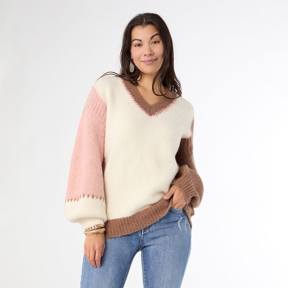 CoCo + Carmen Women's Dolores V-Neck Sweater Small / Medium Alpaca Wool NWT